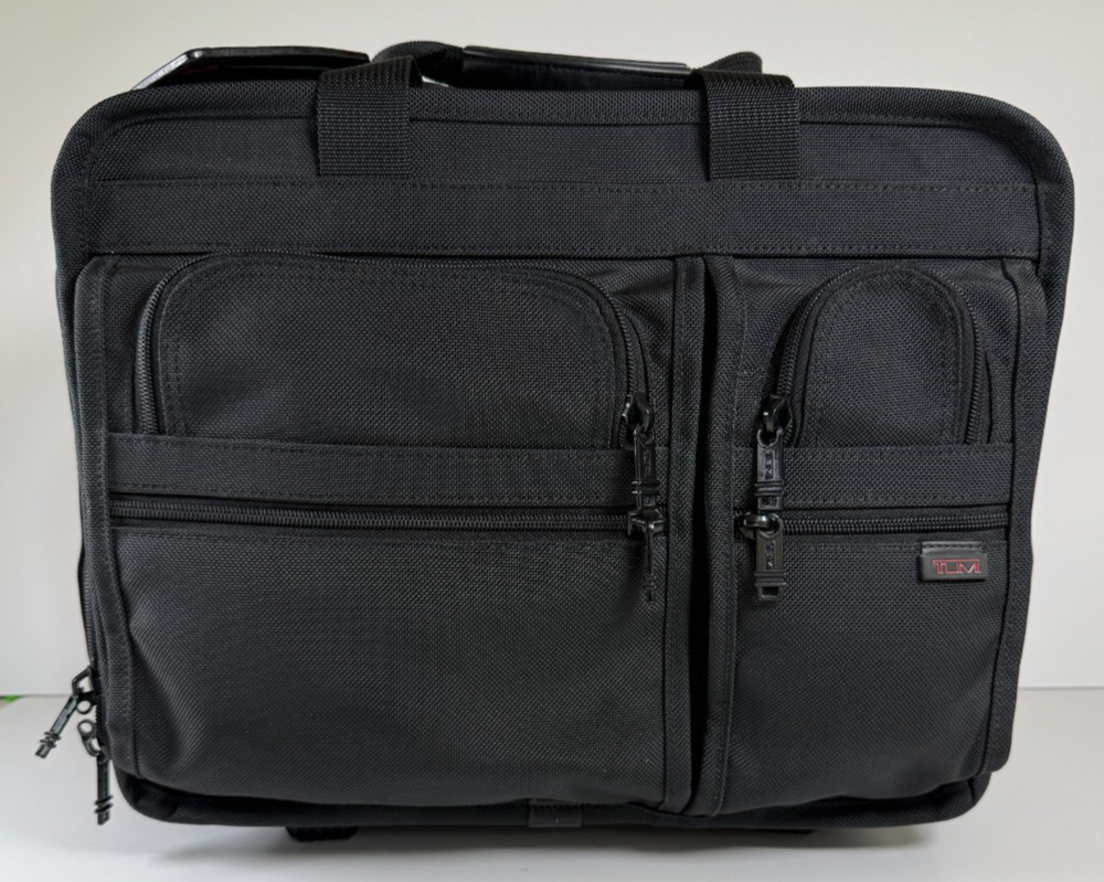 TUMI Alpha 26004D4 Rolling Briefcase Expandable 2-Wheel Black Ballistic Nylon
